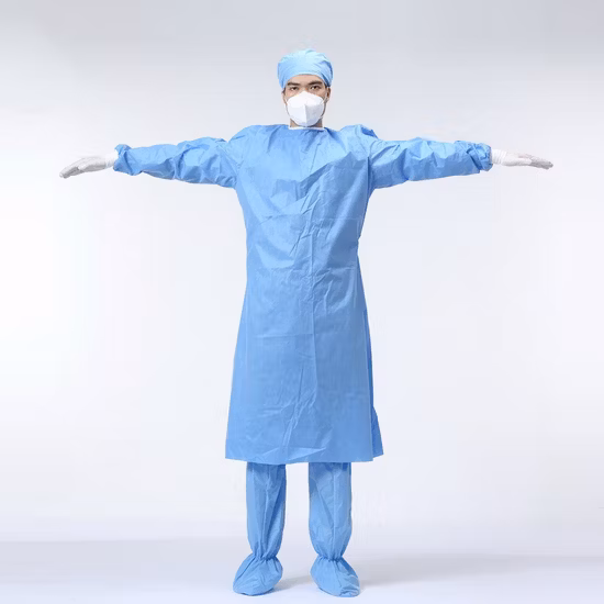 Vestidos cirúrgicos estéreis impermeáveis ​​cirúrgicos médicos reforçados de SMS
